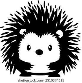 Porcupine cartoon black outlines vector illustration