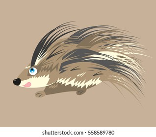 porcupine cartoon. vector isolated on a simple background (editable layers)