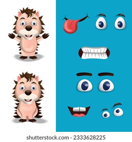 Porcupine character and face expressions 