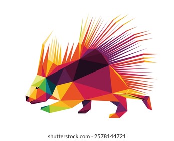 Porcupine in colorful polygonal vector. Porcupine Colorful abstract low poly logo vector. big Hadgehong Colorful vector illustration