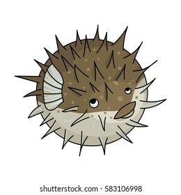 Porcupine fish icon in cartoon style isolated on white background. Sea animals symbol stock vector illustration.