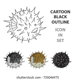 Porcupine fish icon in cartoon style isolated on white background. Sea animals symbol stock vector illustration.