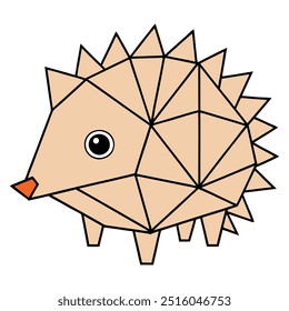 Porcupine in geometric shapes on white