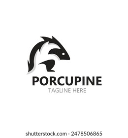 Diseño del logotipo de Porcupine. animal vintage logotipo minimalista Hedgehog icono de Plantilla moderna