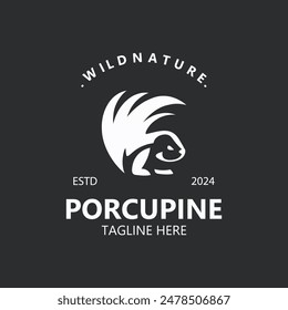 Diseño del logotipo de Porcupine. animal vintage logotipo minimalista Hedgehog icono de Plantilla moderna