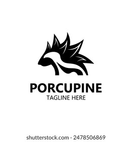 Diseño del logotipo de Porcupine. animal vintage logotipo minimalista Hedgehog icono de Plantilla moderna