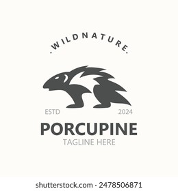 Diseño del logotipo de Porcupine. animal vintage logotipo minimalista Hedgehog icono de Plantilla moderna