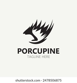 Diseño del logotipo de Porcupine. animal vintage logotipo minimalista Hedgehog icono de Plantilla moderna