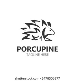 Diseño del logotipo de Porcupine. animal vintage logotipo minimalista Hedgehog icono de Plantilla moderna