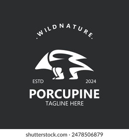 Diseño del logotipo de Porcupine. animal vintage logotipo minimalista Hedgehog icono de Plantilla moderna