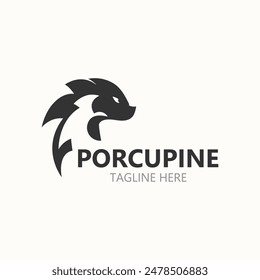 Diseño del logotipo de Porcupine. animal vintage logotipo minimalista Hedgehog icono de Plantilla moderna