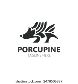 Diseño del logotipo de Porcupine. animal vintage logotipo minimalista Hedgehog icono de Plantilla moderna