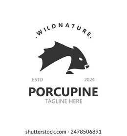 Diseño del logotipo de Porcupine. animal vintage logotipo minimalista Hedgehog icono de Plantilla moderna