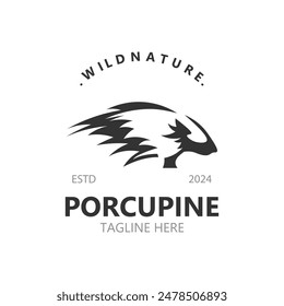 Diseño del logotipo de Porcupine. animal vintage logotipo minimalista Hedgehog icono de Plantilla moderna