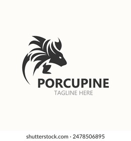 Diseño del logotipo de Porcupine. animal vintage logotipo minimalista Hedgehog icono de Plantilla moderna