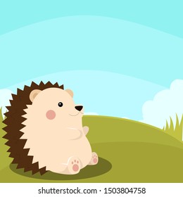 Porcupine On Park Zoo Illustration. Animal Cartoon.