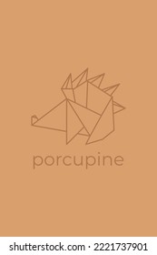 porcupine origami. Abstract line art porcupine logo design. Animal origami. Animal line art. Pet shop outline illustration. Vector illustration