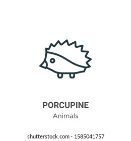 Porcupine outline vector icon. Thin line black porcupine icon, flat vector simple element illustration from editable animals concept isolated on white background