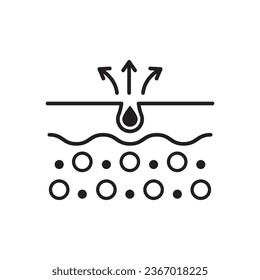 Pore Cleaning Line Icon. Sebum removal and Cleansing Clogged Deep Pore Linear Pictogram. Unclog Skin Face of Dirty Blackhead and Dust Outline Icon. Editable Stroke. Isolated Vector Illustration.