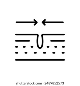 Pore Narrowing Outline Icon. Process of Narrowing Pore. Pore Cleansing. Facial Skin Care Cleansing Line Pictogram. Isolated Vector Illustration.