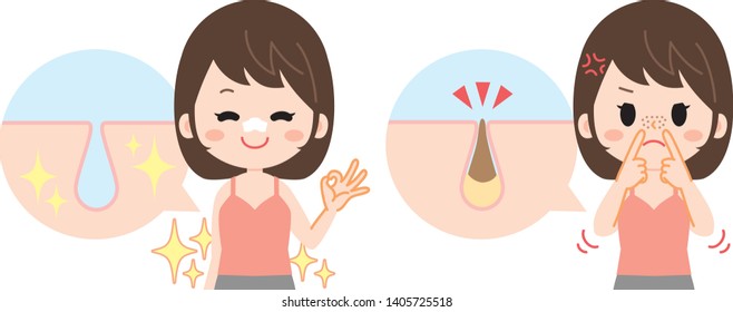 Pore Pack Young Woman Illustration