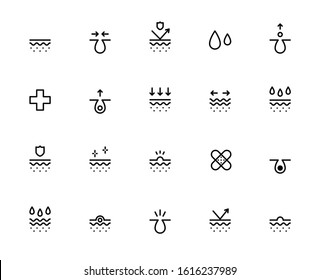 Pores and Skin. SkinCare. Set of Vector Line Icons.