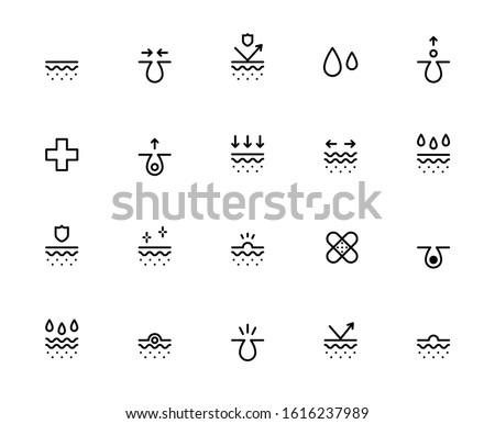 Pores and Skin. SkinCare. Set of Vector Line Icons. Foto d'archivio © 