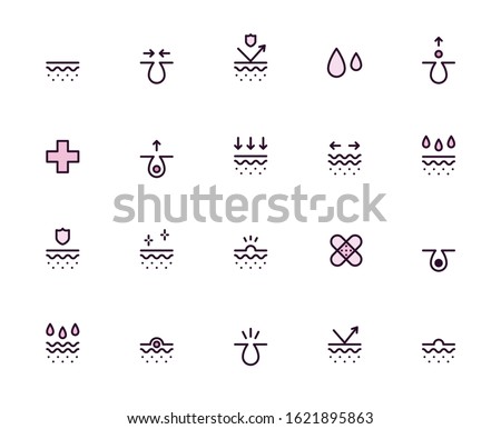 Pores and Skin. SkinCare. Set of Vector Line Icons. Foto d'archivio © 