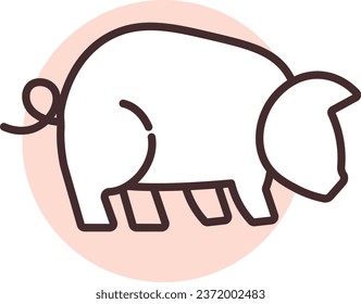 Pork allergy, illustration or icon, vector on white background.