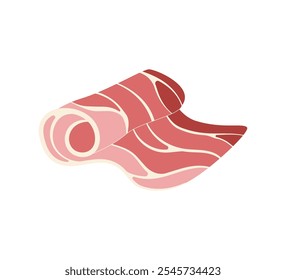 Rollo de tocino de cerdo. Dibujado a mano Vector plano elemento aislado sobre fondo blanco