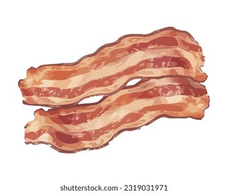 Pork bacon slice, a gourmet meal snack icon isolated