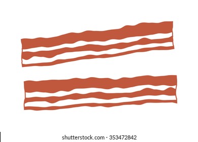 Pork bacon strips flat vector color icon for apps and websites