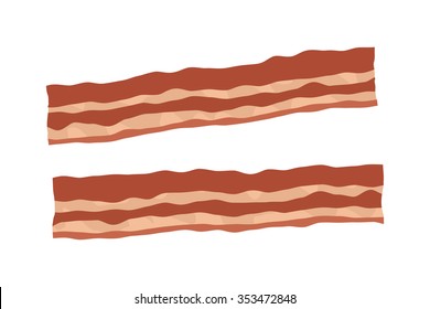 Pork bacon strips realistic flat vector illustration