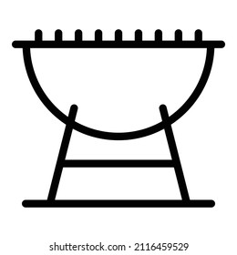 Vector de contorno de icono de portaobjetos. Grill bbq. Comida de carne