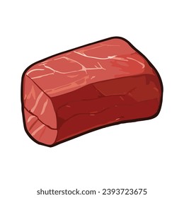 Schweinefleisch, Rinderschinken, eine Ikone im flachen Stil, frisches Fleisch. Einzeln auf weißem Hintergrund. Vektorgrafik. Frisches Rindfleisch einzeln auf Weiß, flache Vektorgrafik, Fleischrezepte, Eiweißnahrung, Rindfleisch.