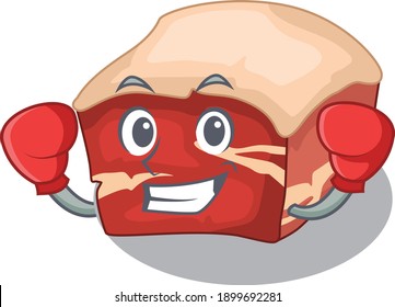 Pork belly Caricature character design as a champion of boxing competition. Vector illustration