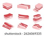 Pork belly vector logo isolated on white background.