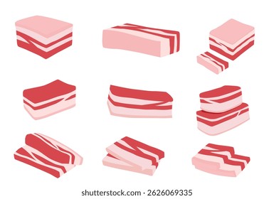 Pork belly vector logo isolated on white background.