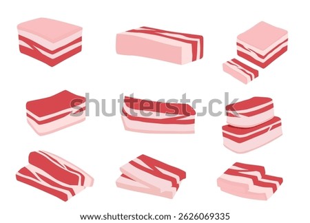 Pork belly vector logo isolated on white background.
