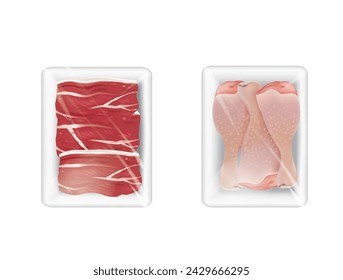 Pork and chicken package, vector illustration
