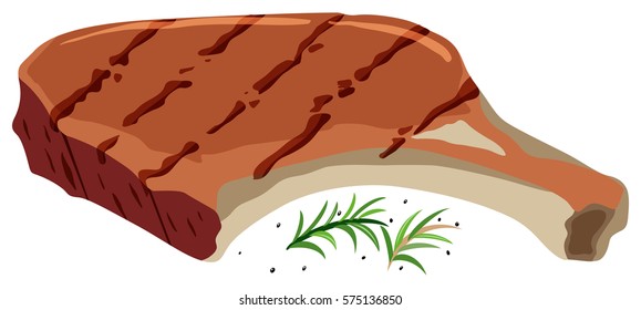 Pork chop on white background illustration