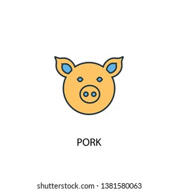 pork concept 2 colored line icon. Simple yellow and blue element illustration. pork concept outline symbol design