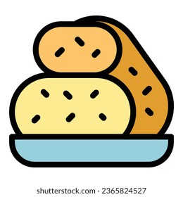 Pork croquette icon outline vector. Dutch potato. Tempura meat color flat