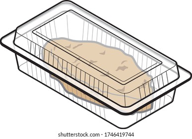 Pork cutlet in a food pack for takeaway