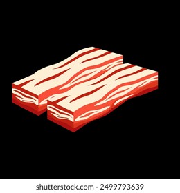 Pork fillet tenderloin vector isolated in black background. Meat illustration vector. Cartoon isolated fresh organic meat