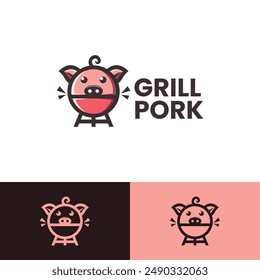 Schweinegrill Grill Logo Vektorgrafik