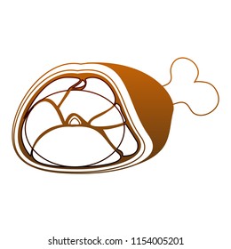 Pork ham isolated orange lines