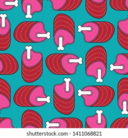 Pork ham pattern seamless. Bone meat background