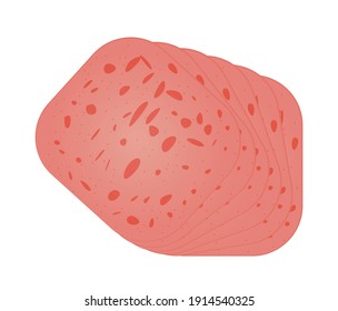 Pork ham or salami isolated. vector illustration