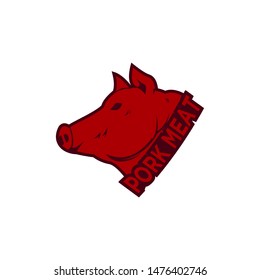 pork head red logo template 